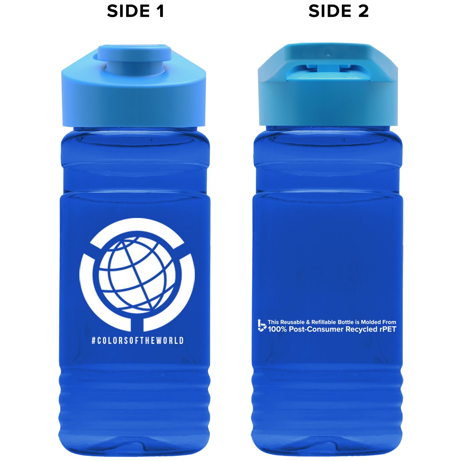 Recycled Water Bottle USA Made Drink Thru Lid 20 oz Eco